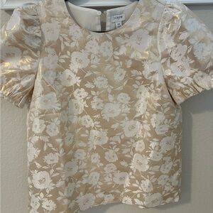 J. Crew Women's Gold and Cream Floral Blouse
